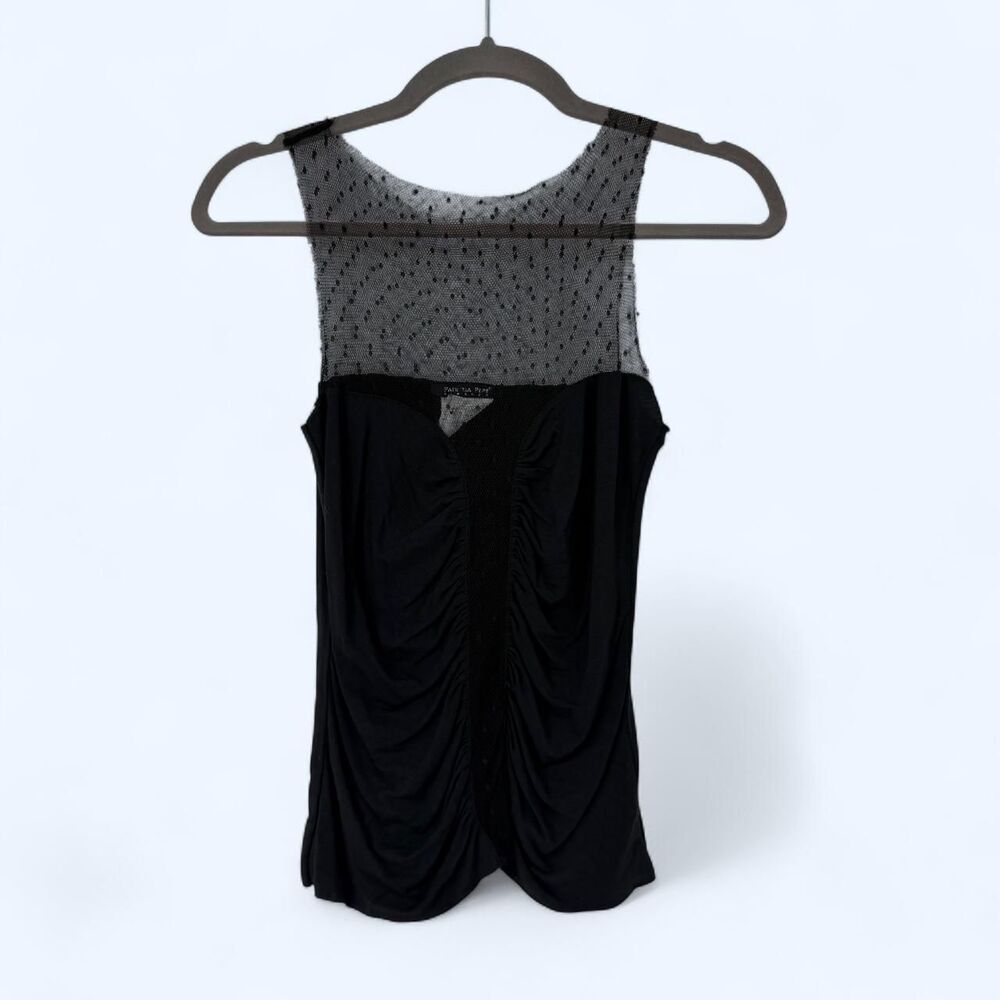 Sheer Dotted Mesh Ruched Romantic Goth Cyber Grunge Party Tank Top c. 2001